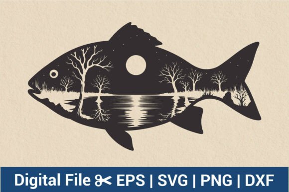 Download Moon Lake Fish Silhouette SVG Nature. - Fish silhouette svg Collection