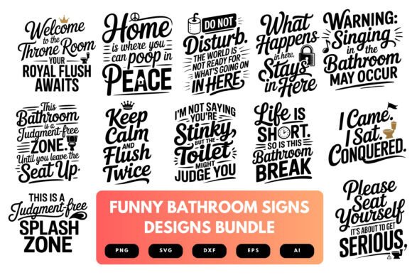 Download Funny Bathroom Signs SVG Bundle - Premium Resources