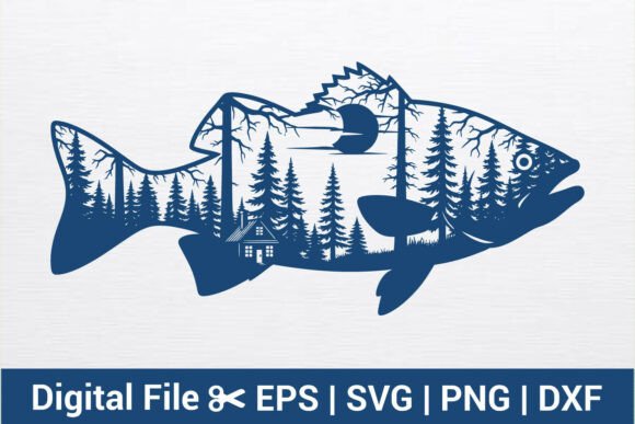Download Nature Fish Silhouette SVG Forest Lake. - Fish silhouette svg Collection
