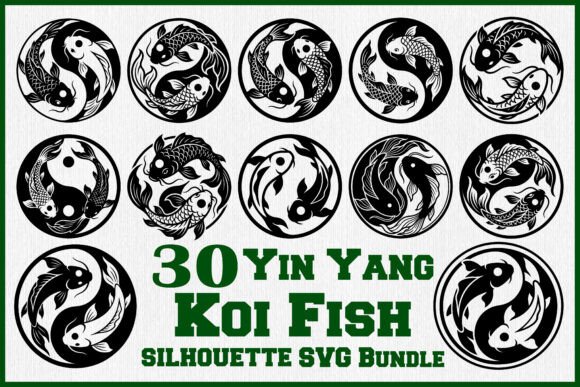 Download Yin Yang Koi Fish Silhouette SVG Bundle - Fish silhouette svg Collection