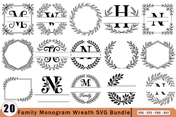 Download Family Monogram Wreath SVG Bundle - Monogram wreath Collection